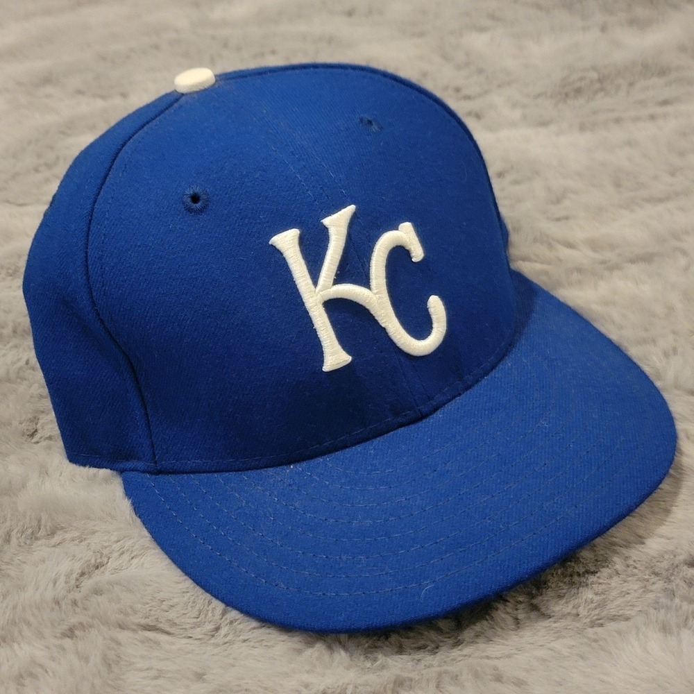 Vintage Kansas City Royals Hat Cap Mens 7-1/4 Blue MLB Baseball New Era USA 90s